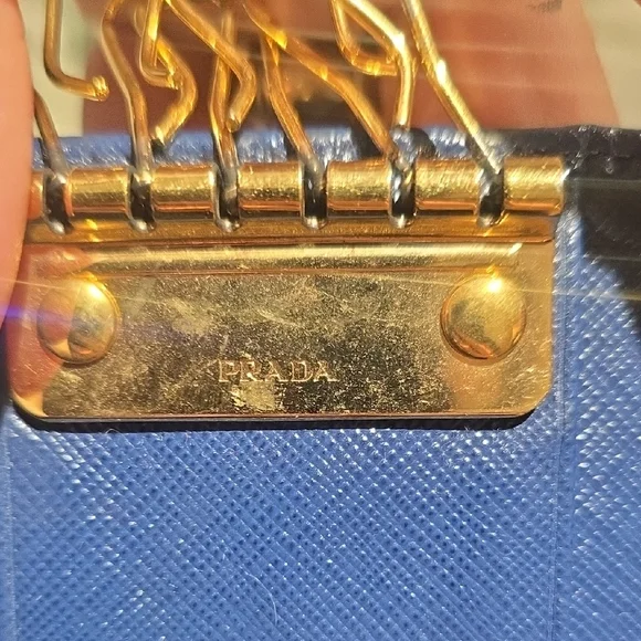 Prada Dark Blue Card And Key Holder Rare Size EUC AUTHENTIC